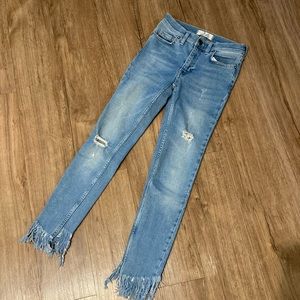 Free People fringe bottom jeans
